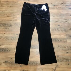 NEW Calvin Klein Black Velvet Boot Cut Trouser‎ Classic Luxe Mid Rise Pant 16
